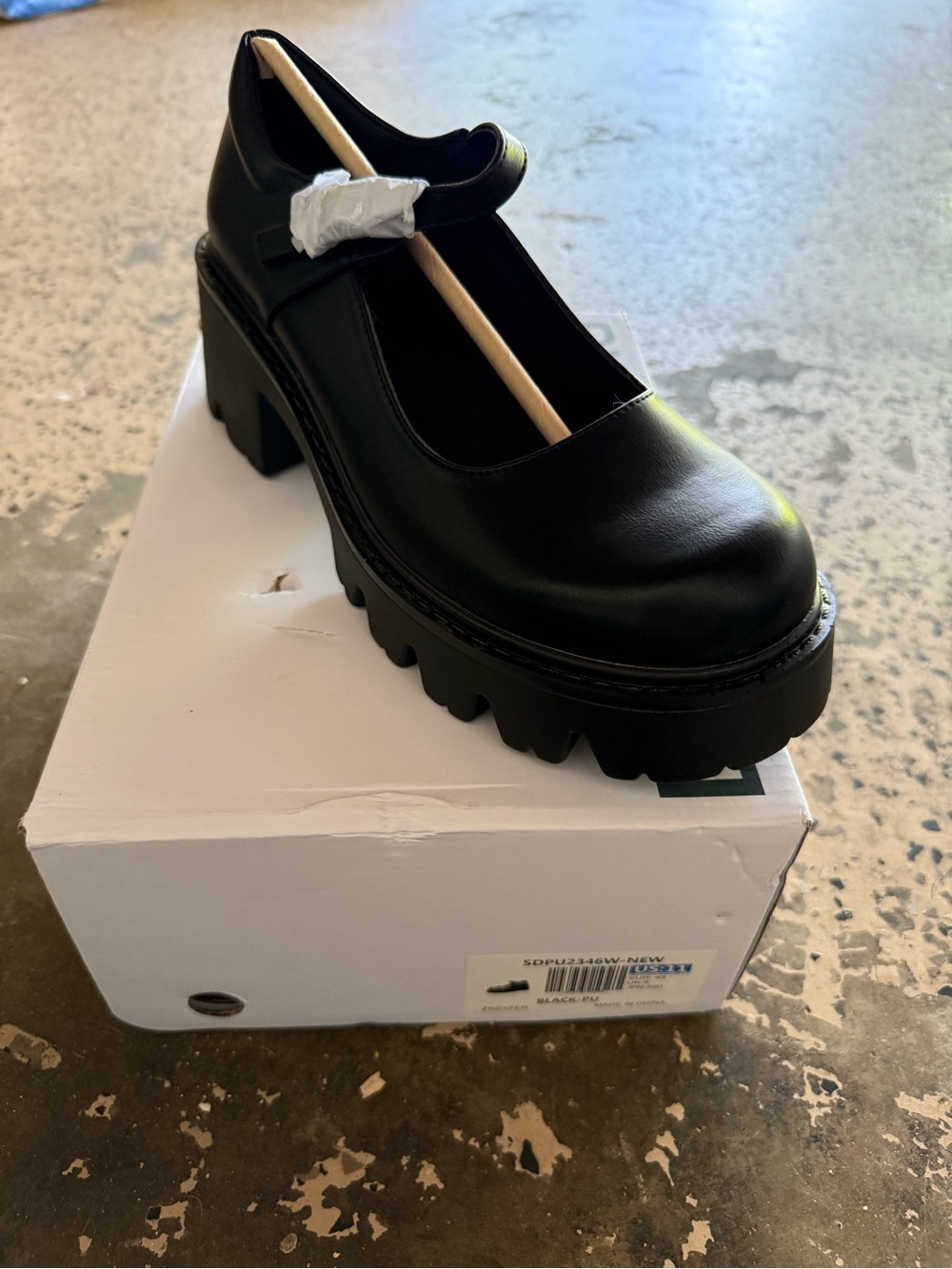 Dream Pairs Black Chunky Mary Jane Platform Loafers
